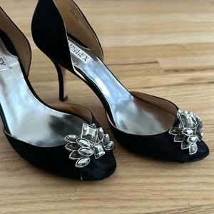 Badgley Mischka Kassabella Black Satin Shoes